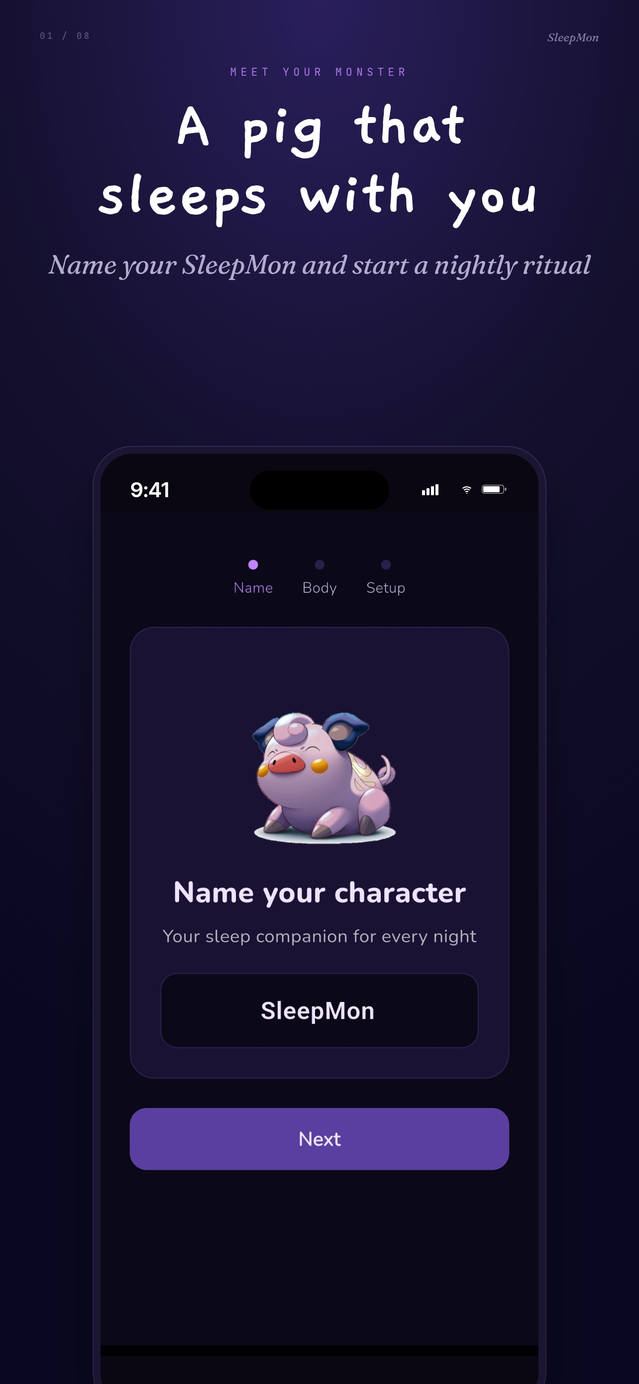 SleepMon — sleep window setup